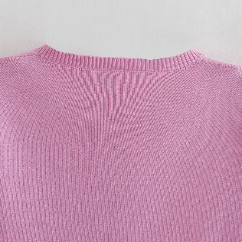 

Pure Color Knitted Long Sleeve Loose Single Breasted Round Neck Chic Female Cardigan Harajuku Simple Fashionable Women's Sweater