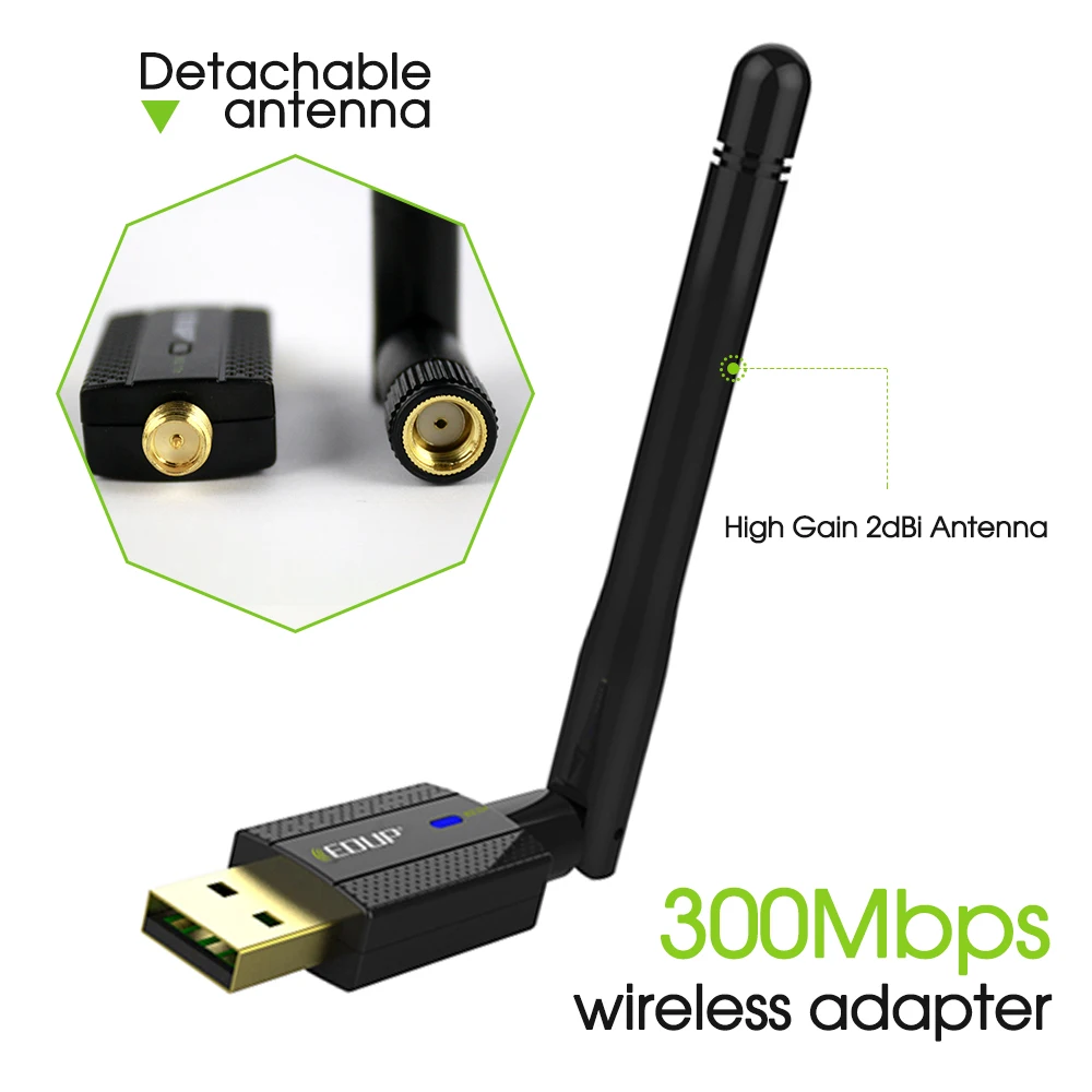 EDUP USB беспроводной WIFI адаптер Ethernet 300 Мбит/с 802.11n беспроводная сетевая карта