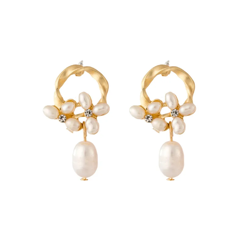 

DE2093 S925 Silver Needle Earrings Natural Freshwater Pearl Earrings