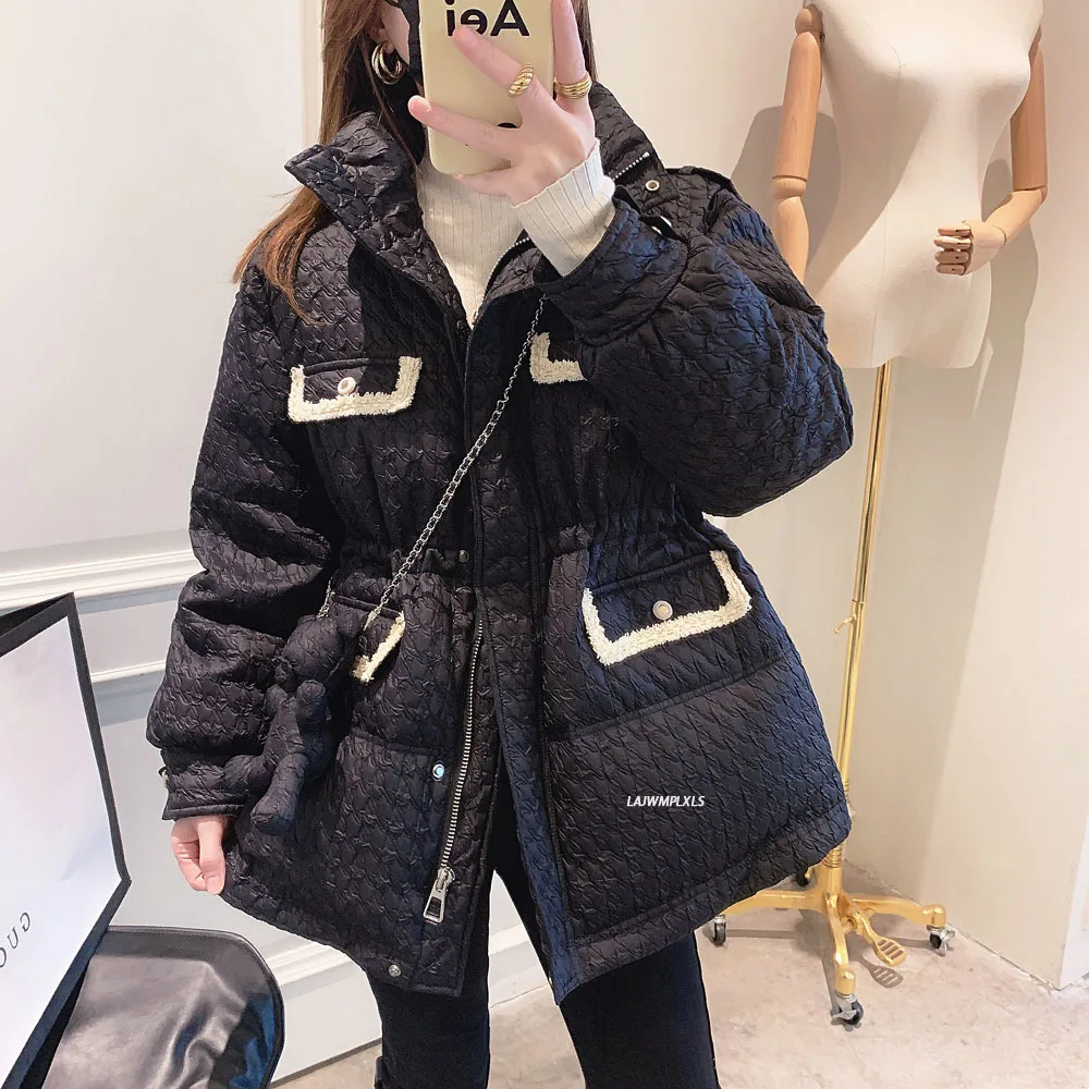 2021 New Women Winter Warm Lovely Jacket Thick 90% White Duck Down Loose Coat Outwear Stand Collar with Bag | Женская одежда