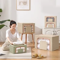 clothes storage box household cotton and linen cloth art clothing sorting box extra large closet foldable storage basket 3pcs