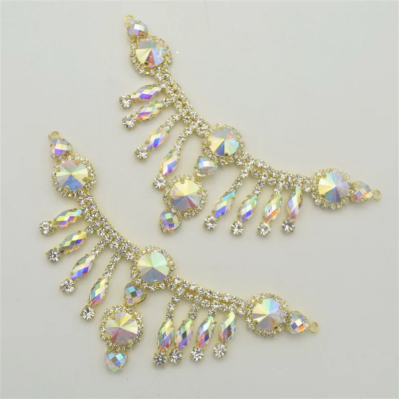 Стеклянные кристаллы стразы с золотым цветком 2 шт.|Принадлежности для рукоделия|