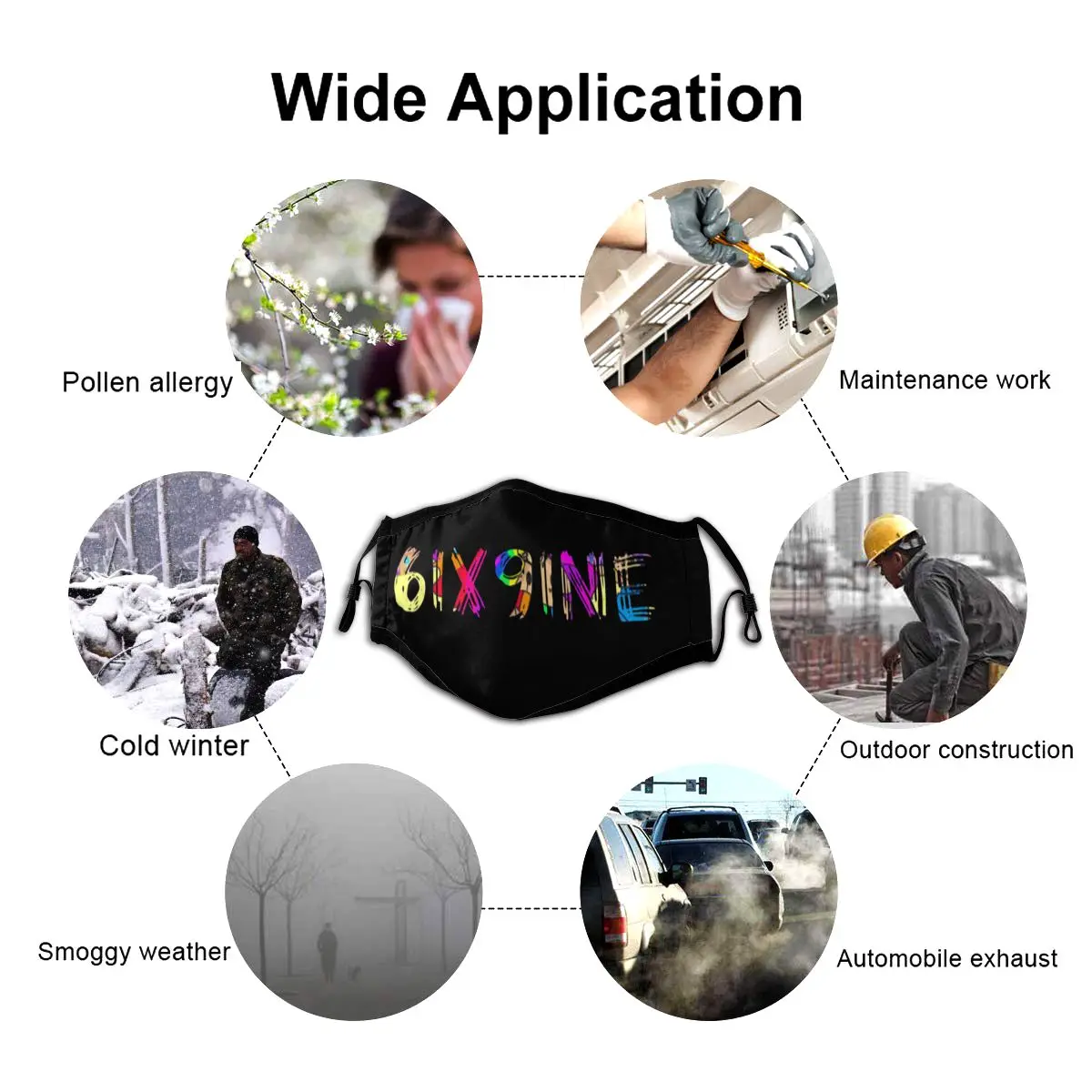 

6ix9ine Mouth Face Mask 6ix9ine Facial Mask Kawai Funny with 2 Filters for Adult