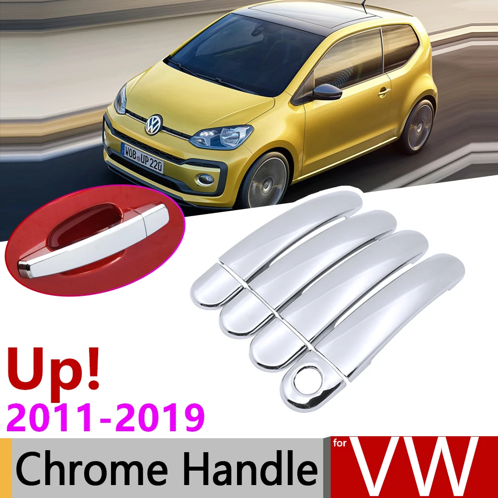 for Volkswagen VW Up! e-Up! Up 2011~2019 Chrome Door Handle Cover Car Accessories Stickers Trim Set 2012 2013 2014 2017 2018