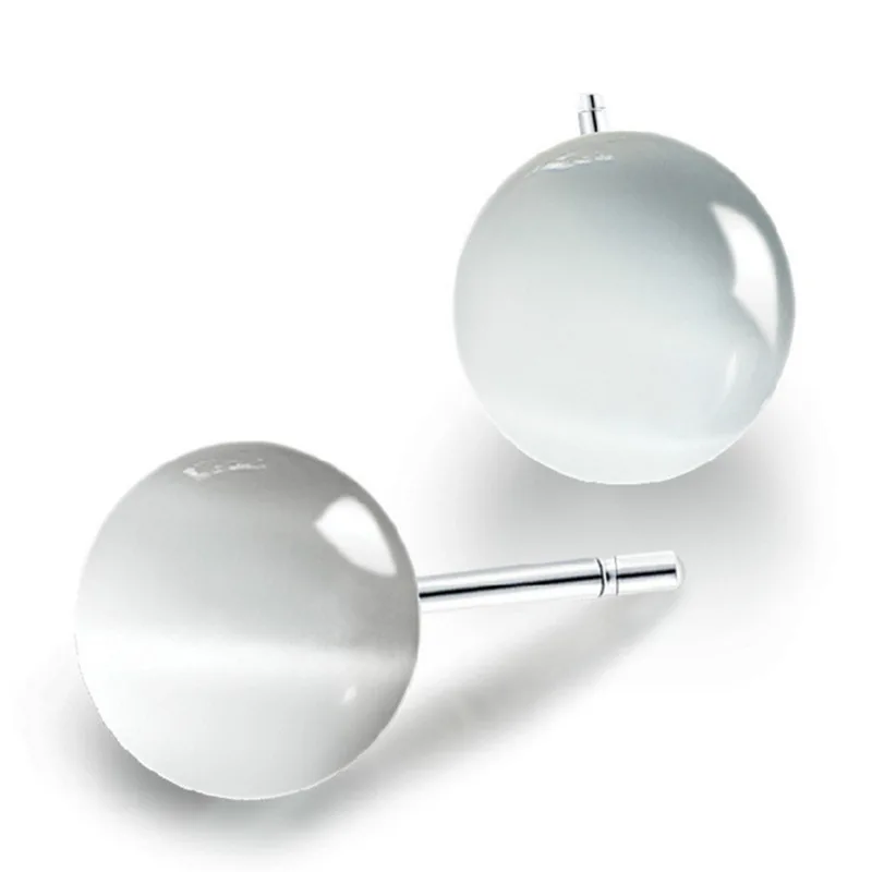 Простые серьги-гвоздики кошачий глаз женские модные простые гипоаллергенные