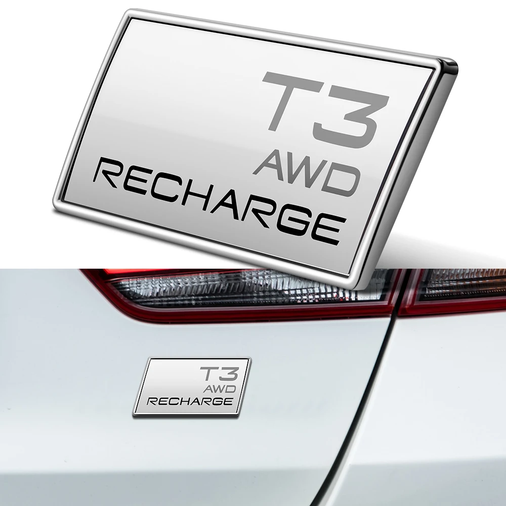 

T3 AWD RECHARGE Logo Badge Car Trunk Rear Sticker For VOLVO S40 V60 XC40 60 90 S60 90 V60 90 Auto ABS Sticker Car Accessories