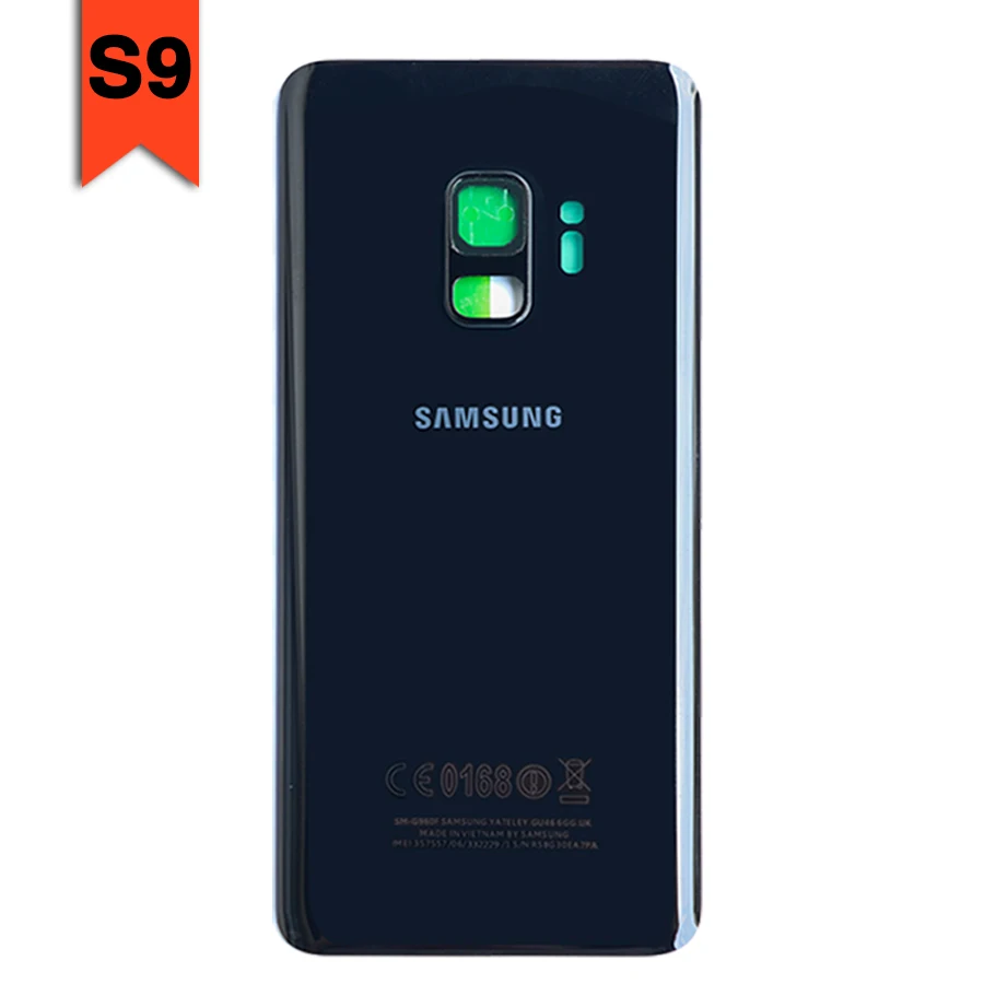 S9 Plus Black Чехол на заднюю панель S9 для samsung Galaxy S9 G960 S9 Plus S9+ G965F, задняя крышка на батарейку, задняя крышка на дверь, стекло с наклейкой - Цвет: S9 Plus Black