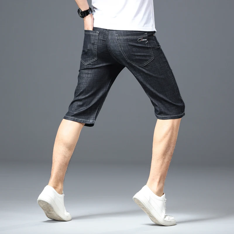 

Summer New Large Size Men's Denim Shorts Stretch Straight Straight Slim Classic Simple Style Solid Color Casual Men's Shorts