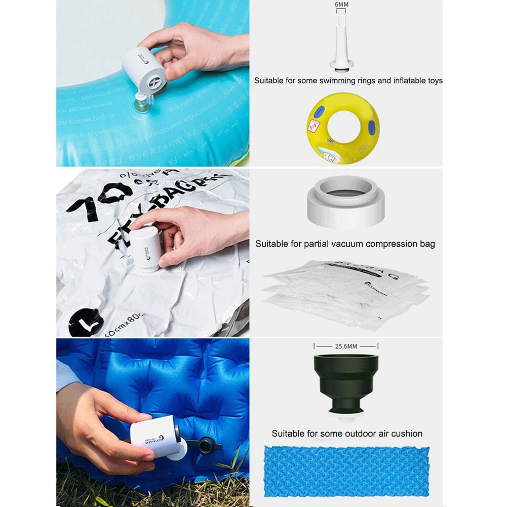 

2 in 1 Mini Pump Portable Electric Inflatable Ultralight USB Charging Multifunctional Outdoor Air Pump 3 Modes Camping Light