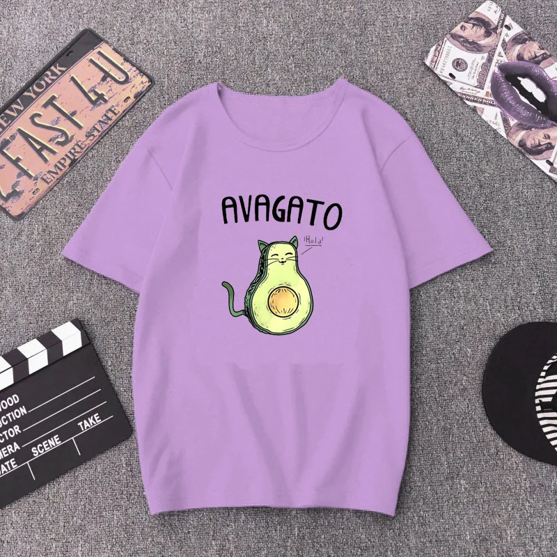 Забавная футболка авокадо 100% хлопок свободная повседневная женская одежда