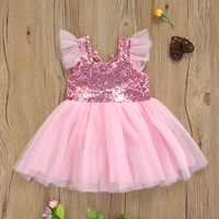 2021 toddler summer dress sequins stitching sleeveless lined jumper skirt with bowknot decors for girls pinkchampagne