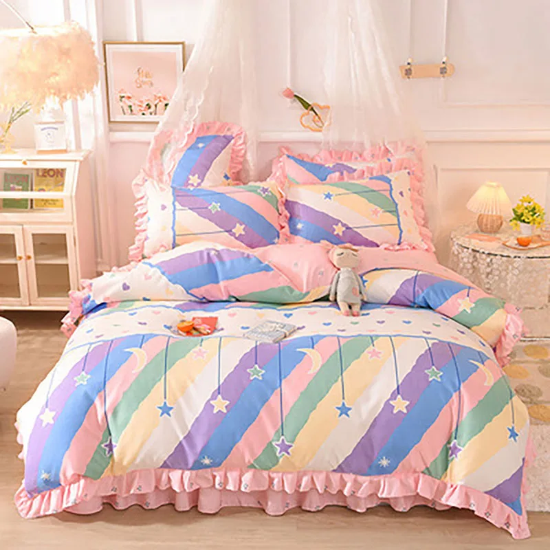 

3/4Pcs Bedding Home Textile Star Rain Pure Cotton Double Bed Home Comefortable Soft Bedspreads Quality Quilt Cover Oceania