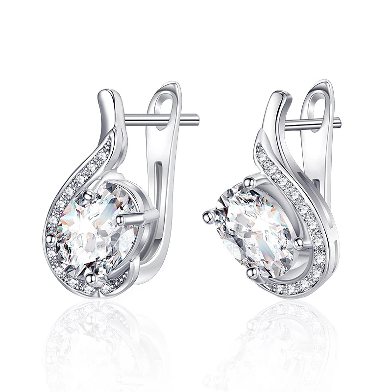 Женские серьги гвоздики с круглым цирконом серебряного цвета|Серьги-гвоздики| |