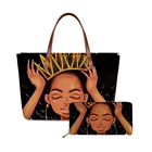 Новый Кошелек и сумки HYCOOL 2 шт.компл. художественная Черная Женская сумка-клатч из искусственной кожи с принтом в африканском стиле для женщин 2020