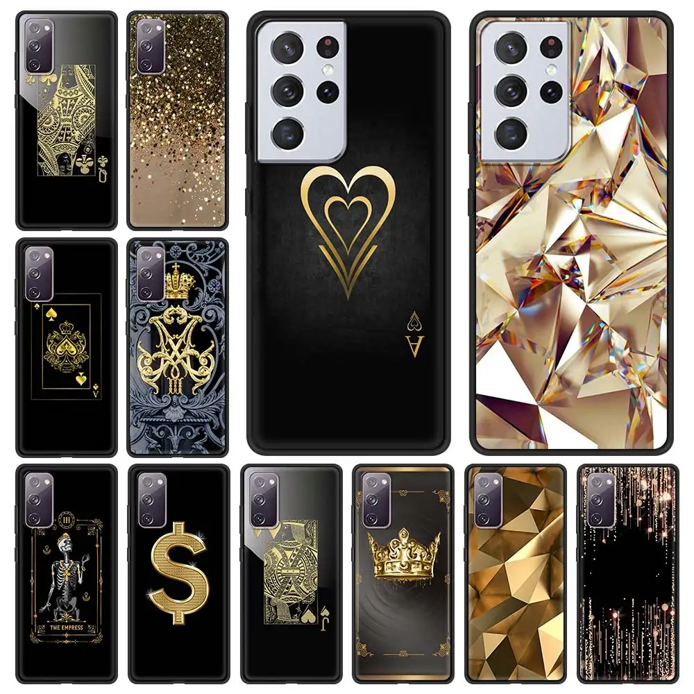 

Ace Of Diamonds In Gold Art Silicone Case For Samsung Galaxy S21 Ultra S20 FE S10 Plus 5G S9 S8 S10e S30 S7 Shell Cover Housing