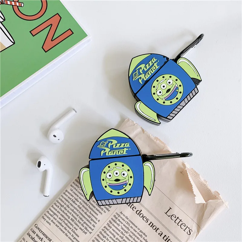 Мягкий силиконовый чехол для наушников AirPods 1 2 с милыми объемными рисунками из мультфильмов для зарядки гарнитуры Bluetooth, защитный чехол с крючком