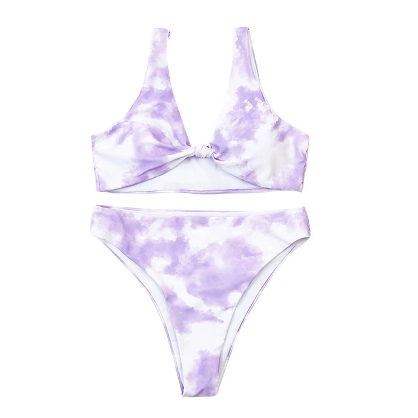 

2021 Two Pieces Swimwear Women Thong Tie-dye Swimsuit Multicolor Sexy Push Up Bathing Suit Swimming Beachwear Monokini Bikini