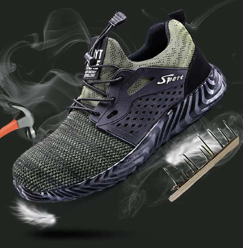 

Men's Safety Shoes Work Steel Toe Caps Construction Industrial Shoes Work Sneakers Anti-puncture Security Shoes