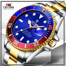 Brand Tevise Quartz Watch Men Luxury Waterproof Man Business Calendar Mens Wristwatch Stainless Stee