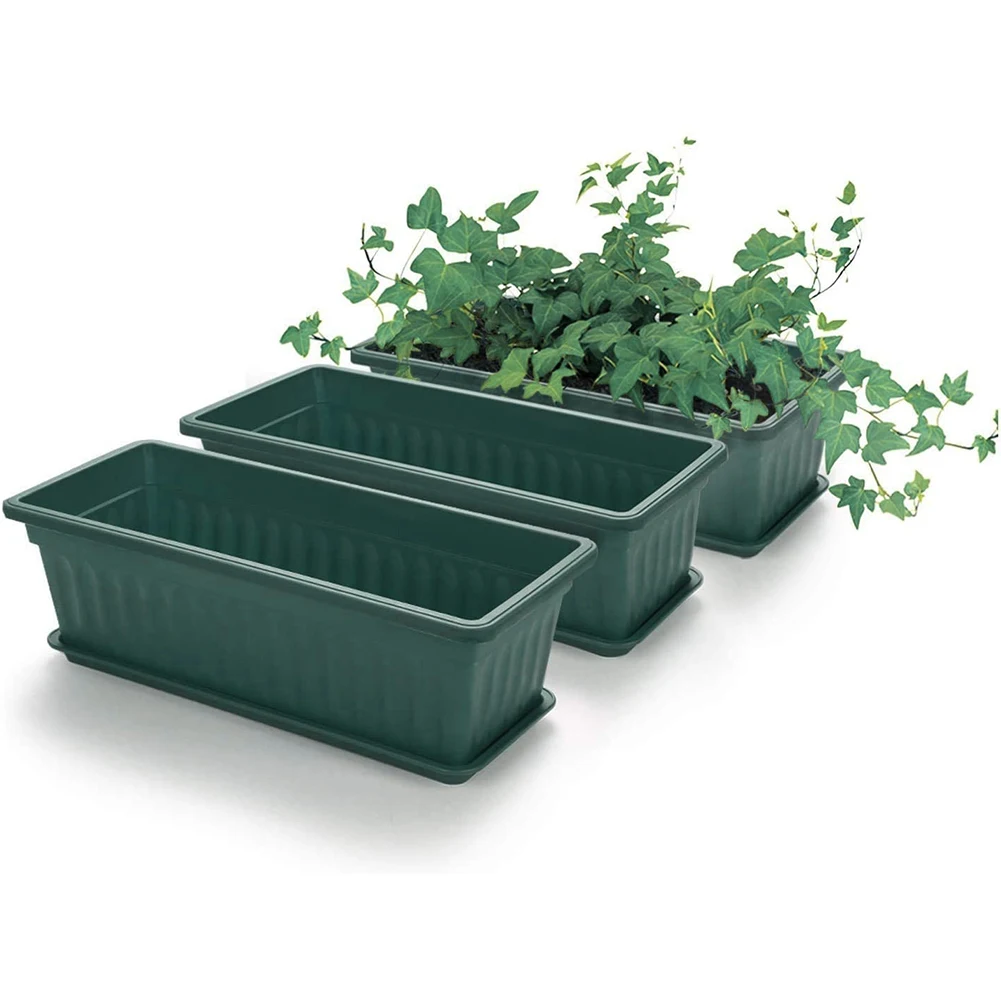 

3PCS Window Box Planter Rectangular Windowsill Flower Pot Herb Vegetables Growing Container For Windowsill, Garden,Yard,Porch