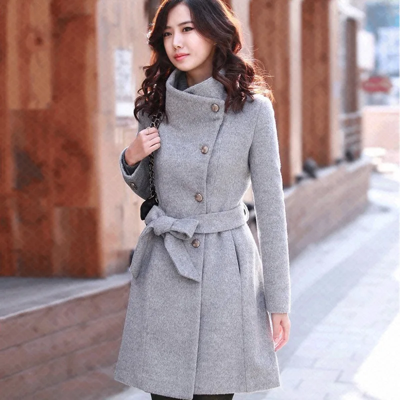 

Europe and the United States new fashion ladies' coats long ms long sleeve cloth coat of cultivate one's morality