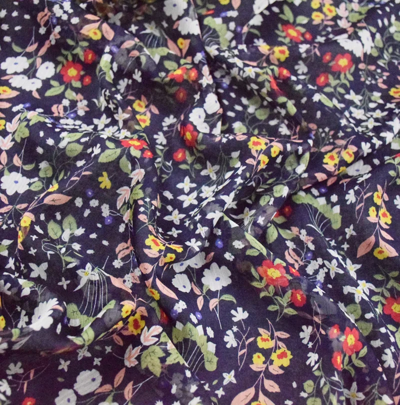 Цветочная шифоновая ткань из тенселя шелковая для лоскутного шитья одежды