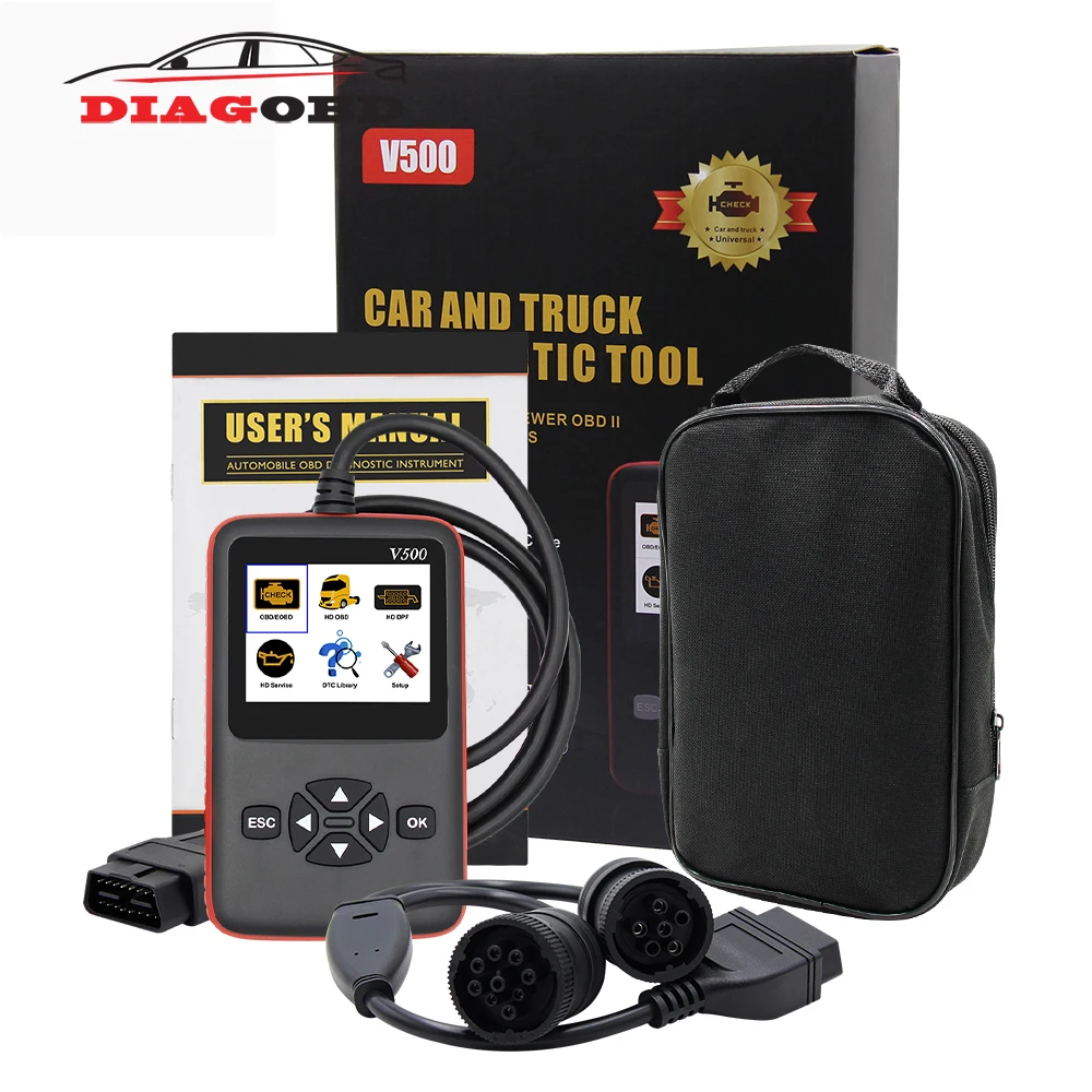 V500 OBD OBD2 сканер для автомобилей и грузовиков 2 в 1 автомобильный диагностический