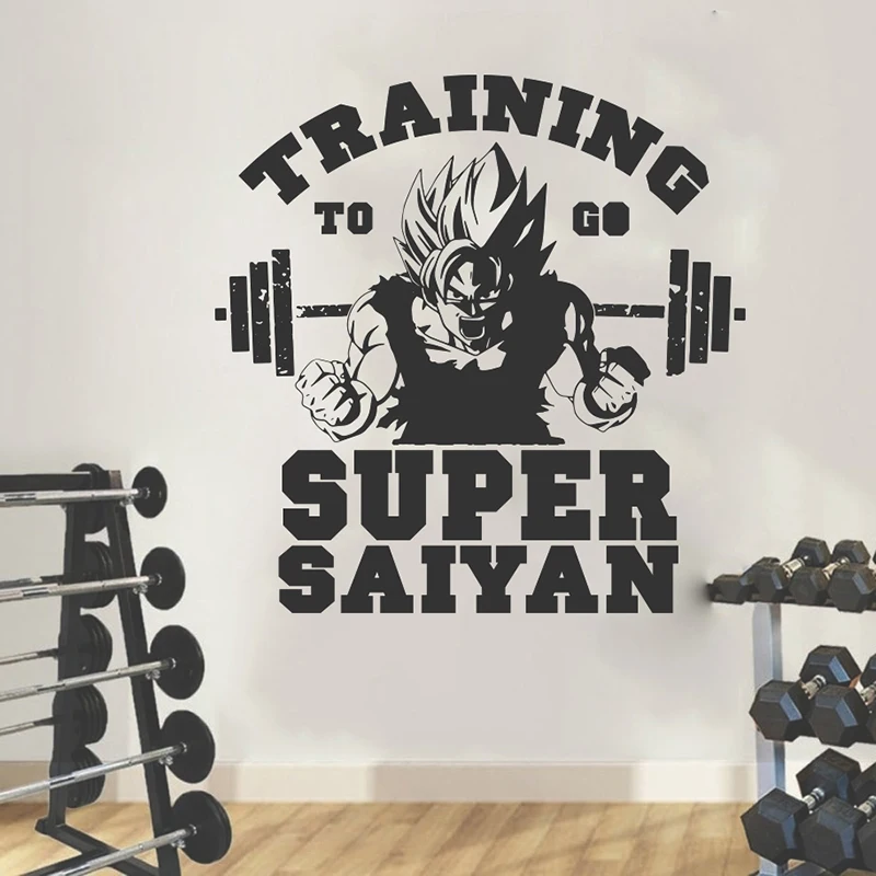Гимнастический зал Z Goku тренировочная штанга Настенная Наклейка для фитнеса