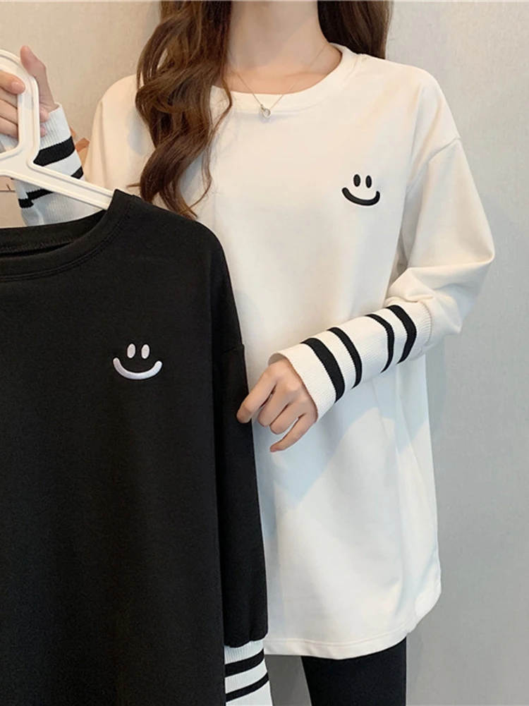 Korean Cotton T-Shirt Women 2021 Spring Autumn Fashion Long Sleeve Female Clothes Basic T Shirt  Button Tees Casual Top PD006