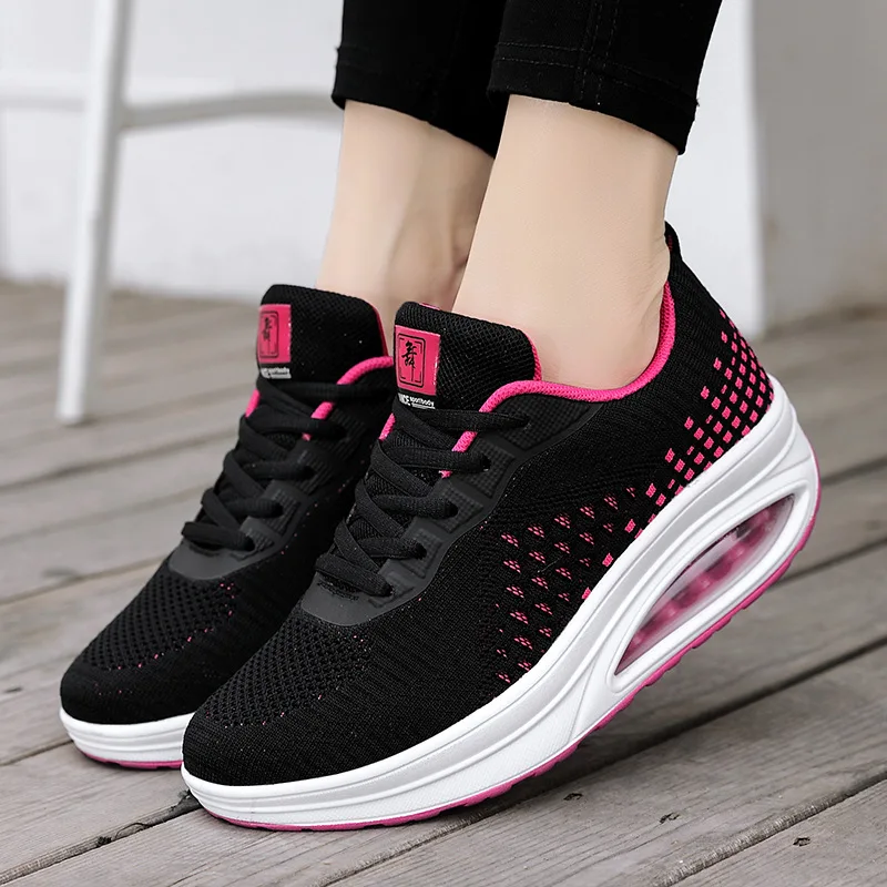 Mesh Trainers Chunky Shoes for Women White Black Sneakers Women Casual Sneakers New Comfortable Thick Sole Ladies Sport Shoes