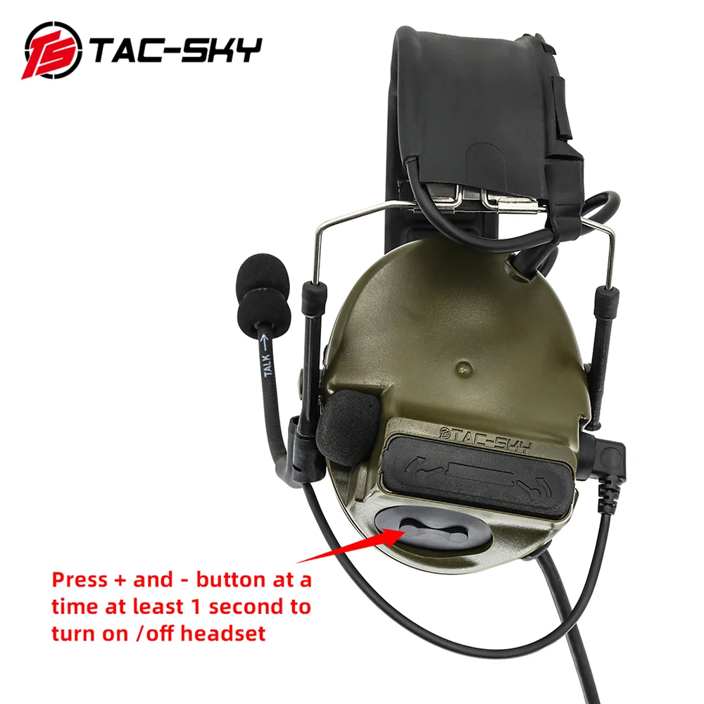 TS TAC-SKY COMTAC III Airsoft Sports Headset Tactical Electronic Hearing Protection Earmuffs for Baofeng UV5R Walkie-Talkies