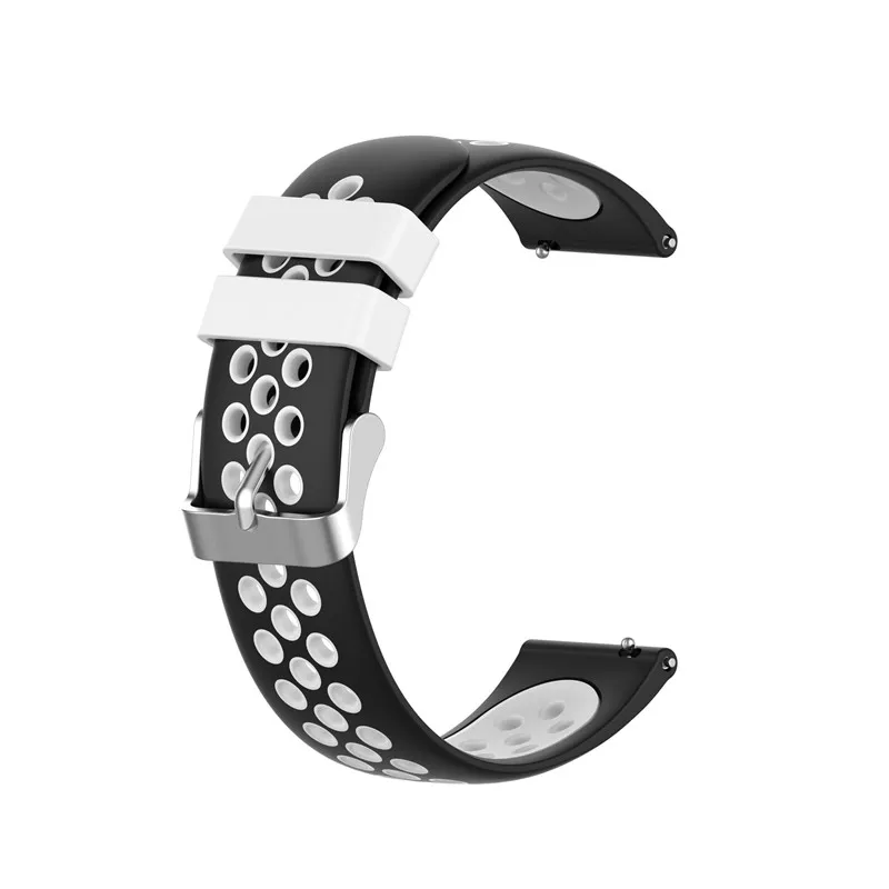 black white 20 мм силиконовые ремешки для xiaomi huami Mijia кварцевый ремешок amazfit bip lite/galaxy Watch 42 мм Активный браслет металлическая пряжка - Цвет: black white