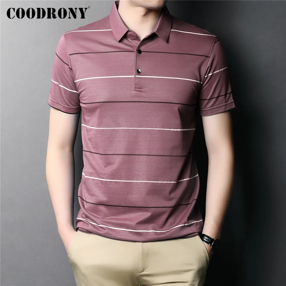 

COODRONY Brand Spring Summer New Arrival Business Casual Striped Short Sleeve Polo-Shirt Men High Quality Cotton Clothing C5137S