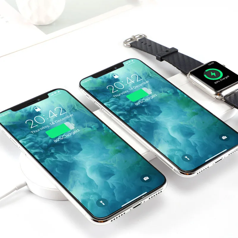 3 in1 Fast qi Wireless Charger Pad For iPhone Xs/XsMax/8/8plus/Xr Charging Station Apple Watch/Airpods | Мобильные телефоны и