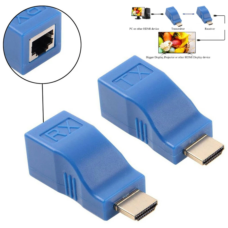 1 пара RJ45 портов сетевой кабель удлинитель конвертер повторитель более CAT 5e CAT6 1080P