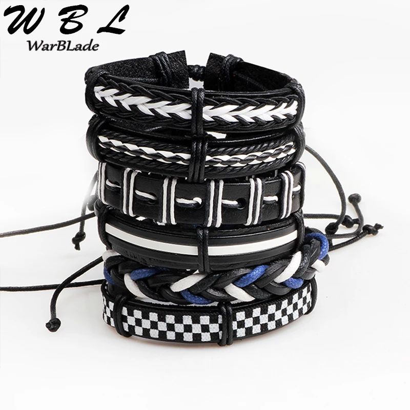 Браслет мужской из натуральной кожи 6 шт./компл.|Браслеты с шармами| |