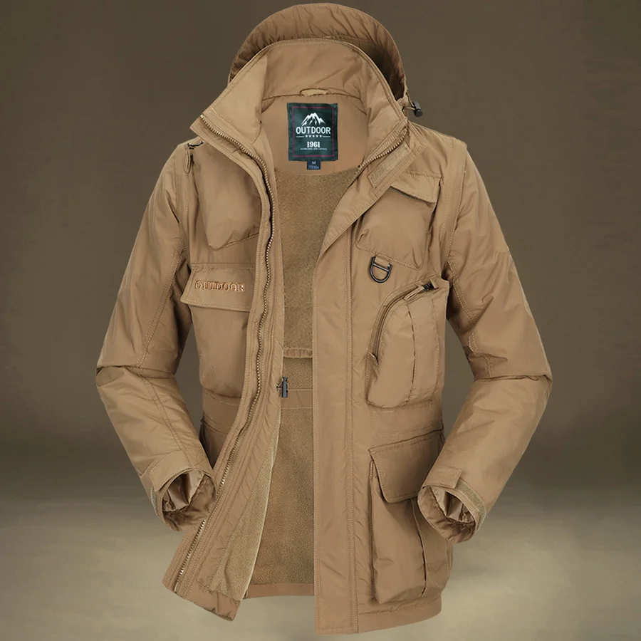 Мужская куртка-бомбер с капюшоном зимняя армейская Зеленая s Campera Hombre мужские