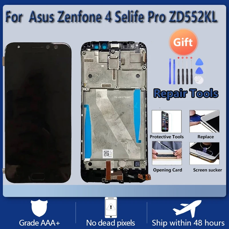 

ЖК-экран в сборе для Asus Zenfone 4 Selfie Pro ZD552KL с передним сенсорным стеклом, оригинальный черный и белый ЖК-дисплей Z01MD