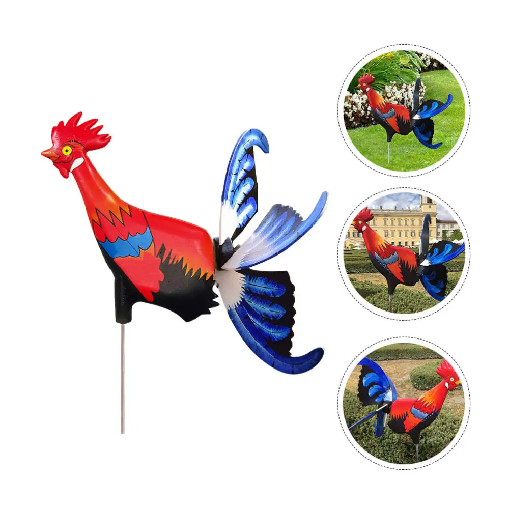 

Windmill Rooster Figurine Pinwheel Novel Yard Winnower Chic Wind