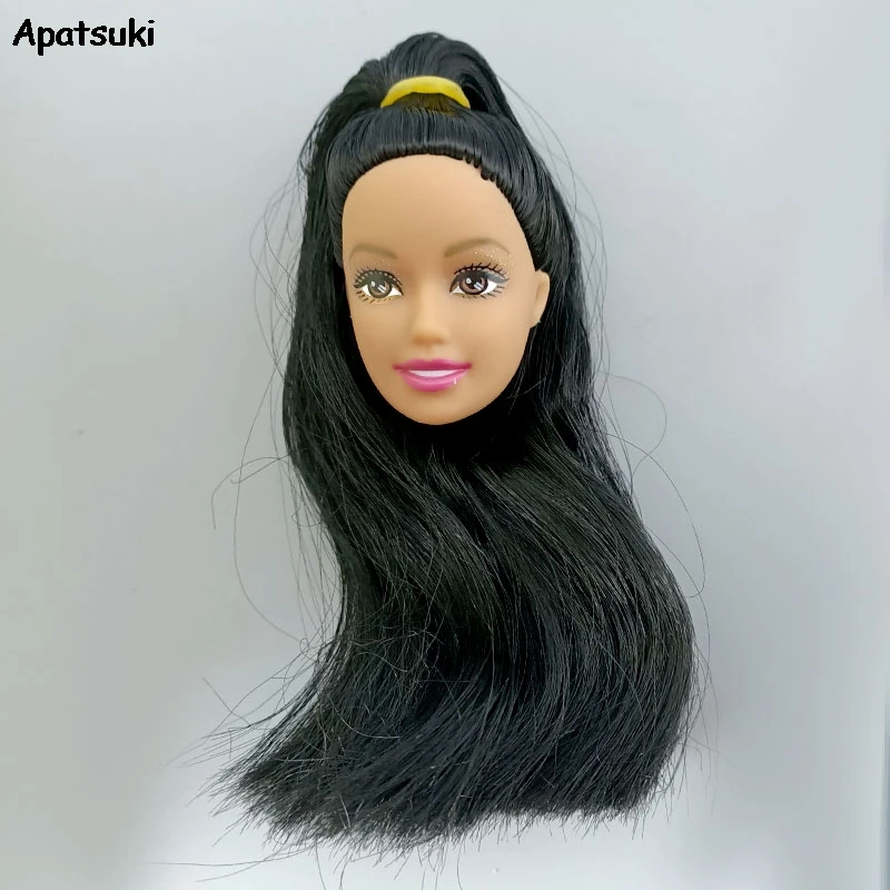 Шарнирная кукла 1/6 голова для макияжа с черными длинными волосами куклы 11 5 дюйма