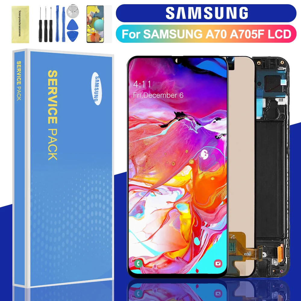 

Super AMOLED 6,7 ''дисплей для Samsung Galaxy A70 A705, ЖК-дисплей, сенсорный экран, дигитайзер в сборе с рамкой, запасные части