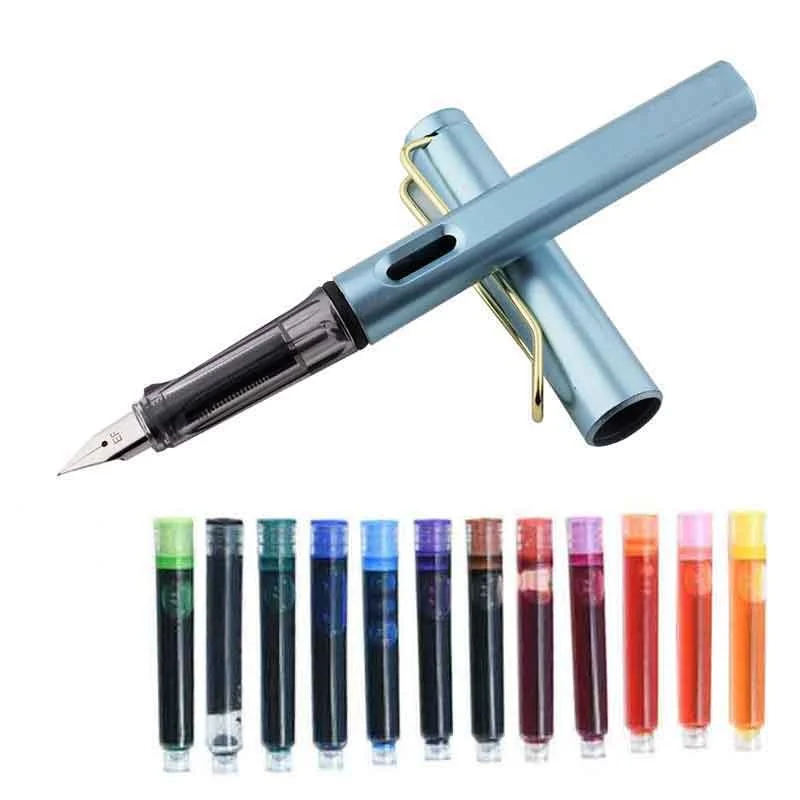 

13Pcs/lot Colourful Ink Sac Fountain Pen set Fountain Pen Ink Cartridges Refills Blue Black Drawing School Office Supplies