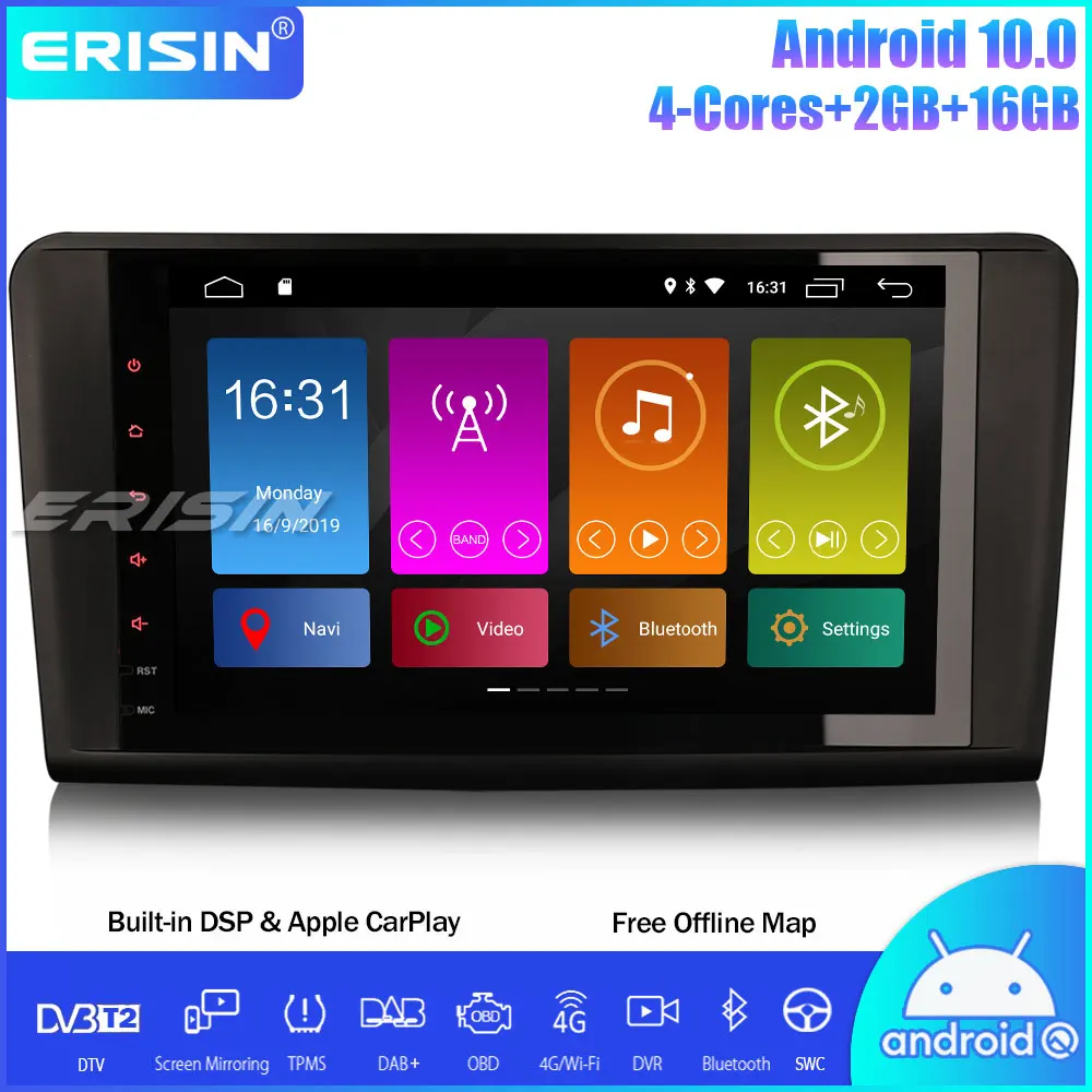 Erisin ES3094L 9 &quotDSP DAB + Android 10 0 Авторадио CarPlay Wifi SWC Canbus для Mercedes Benz ML/GL Class W164 X164 - купить