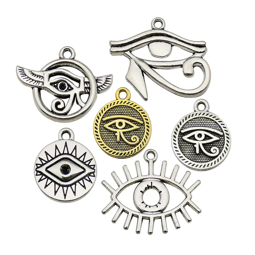 

Mix 42pcs Bulk Lots Eye of Horus Charms Tibetan Silver Pendants for Jewelry Making DIY Findings Necklace Bracelet Accessories