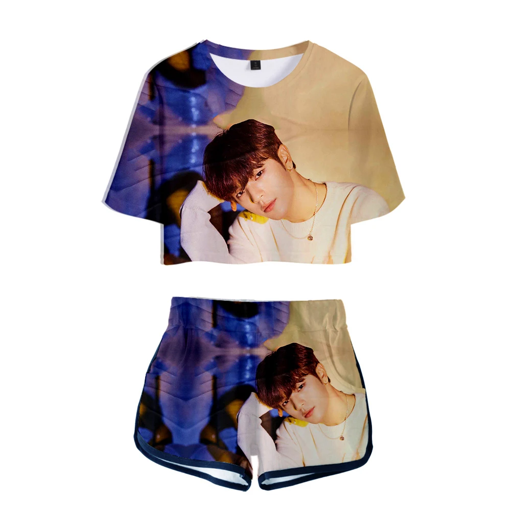

Beach Set Kpop Stray Kids Kpop 2 Piece Set Kpop Yellow Wood Street Children Women's Sportswear Girls T Shirt Shorts Clothes