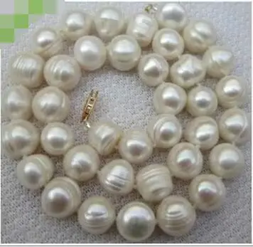 

free shipping 17" 9-10MM SOUTH SEA NATURAL White PEARL NECKLACE 14KGP GOLD CLASP
