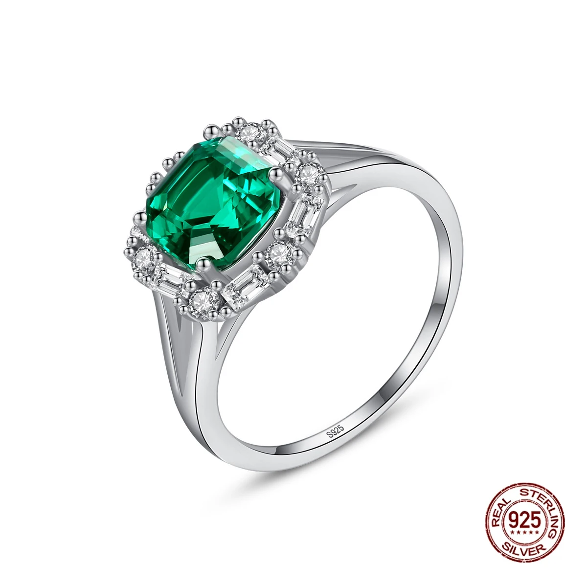 

New S925 Sterling Silver Wedding Ring Green Gemstone Twinkle Finger Rings Fine Jewelry Engagement Drop Shipping