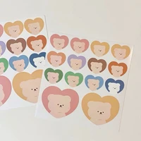 korean ins colorful love bear cute stickers waterproof labels sealing paster laptop mobile phone decorative sticker stationery