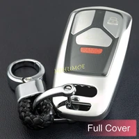 smart car key chain ring fob case cover holder for audi a4 b9 a5 q5 q7 tt s4 s5 sq5 silver