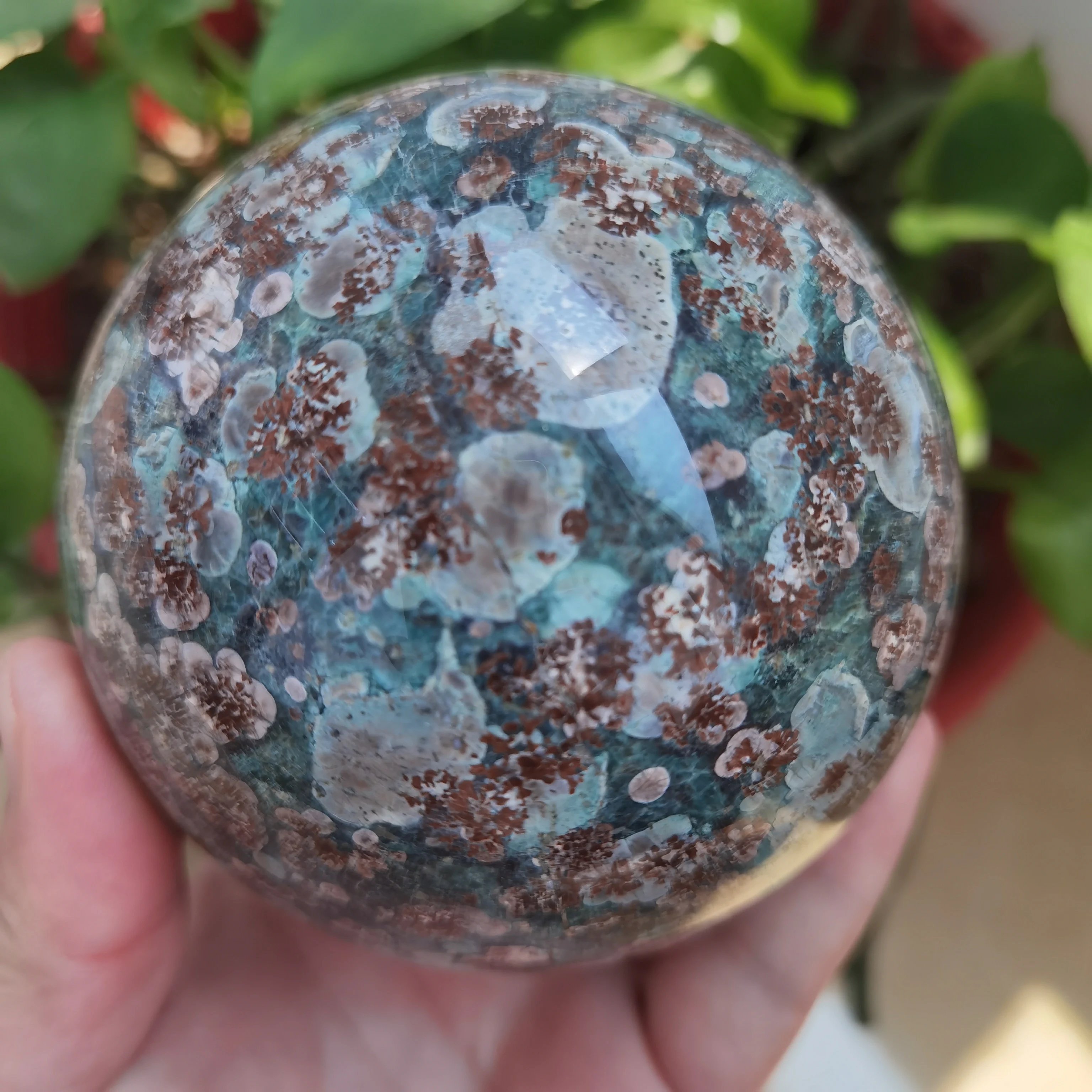 Rare natural green cherry blossom agate crystal quartz energy healing gem ball room decoration gift home